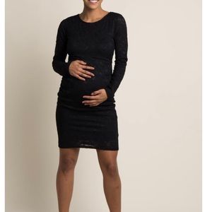 Pinkblush Black Lace Long Sleeve Maternity Dress
